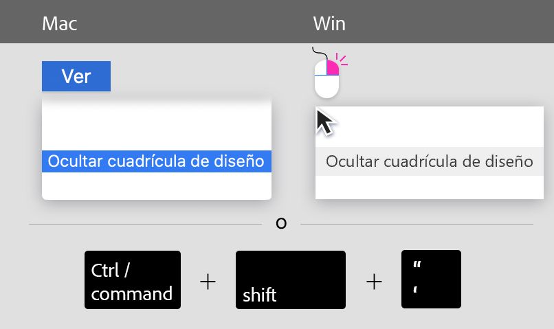 Mostrar u ocultar cuadrículas de diseño