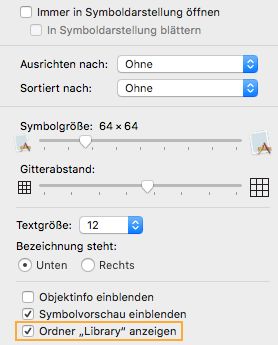 Ordner „Library“ anzeigen