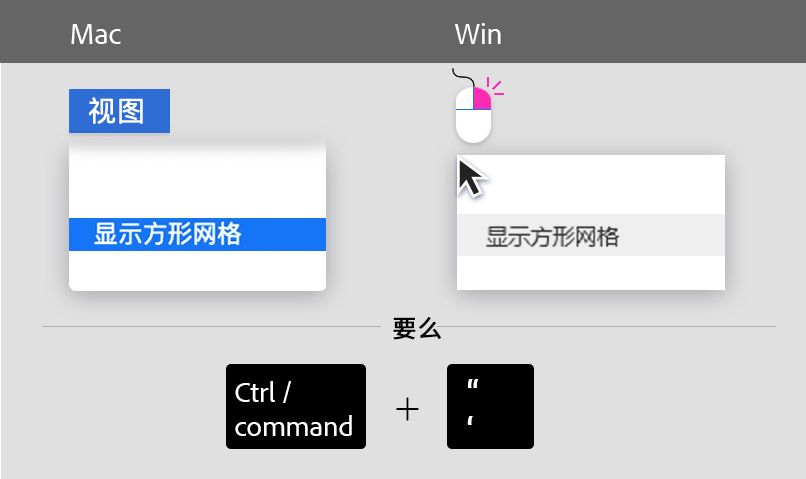 显示或隐藏方形网格