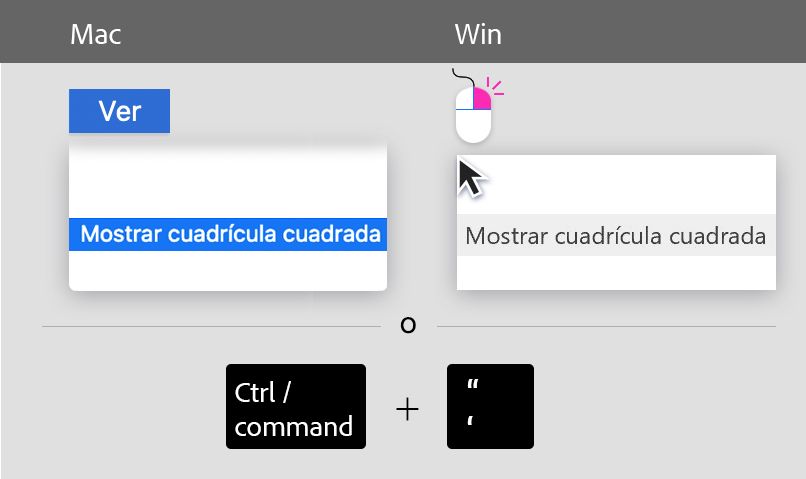 Mostrar u ocultar cuadrículas cuadradas