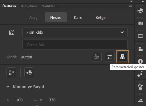 Parametreleri Göster düğmesi