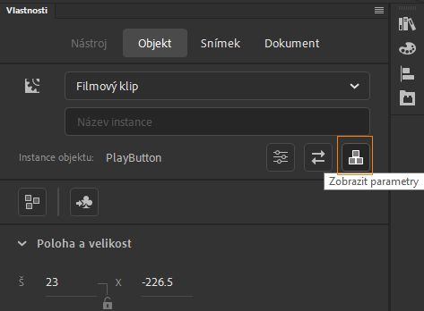Tlačítko Zobrazit parametry