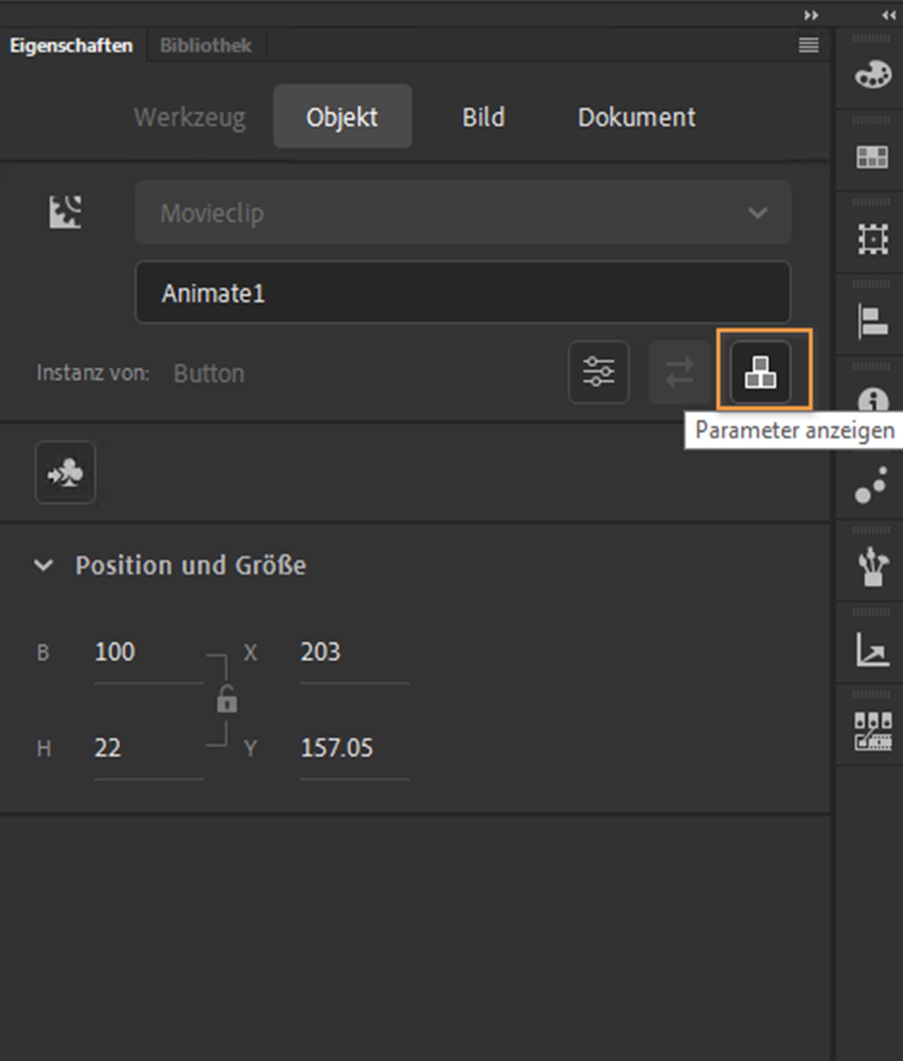 Schaltfläche „Parameter anzeigen“