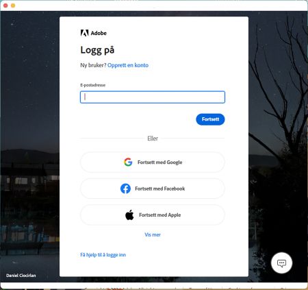 Pålogging på Photoshop Elements 2024