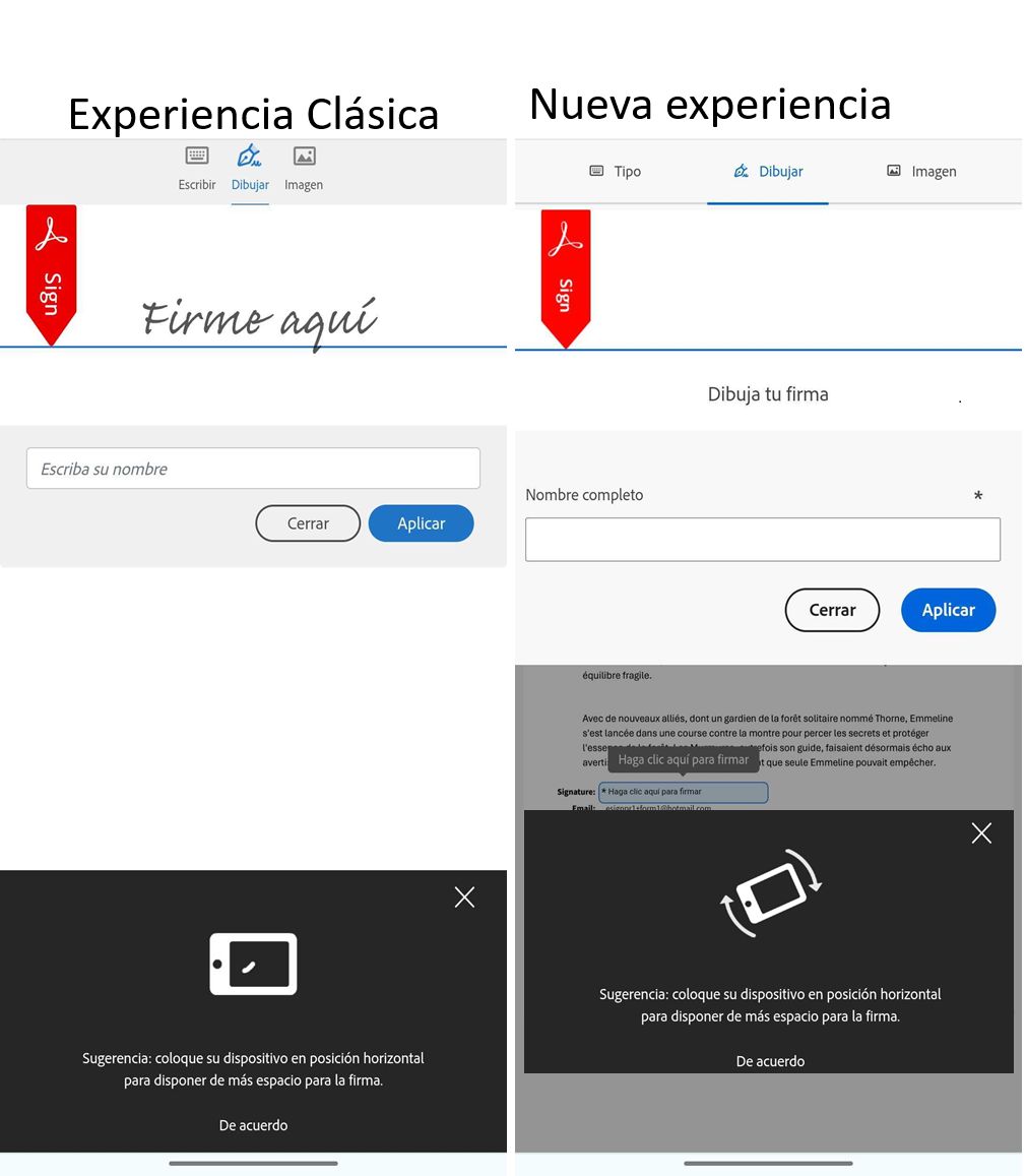 Nueva experiencia del destinatario en el dispositivo móvil