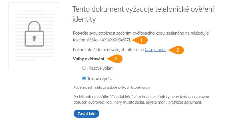 Výzva k ověření pomocí telefonu