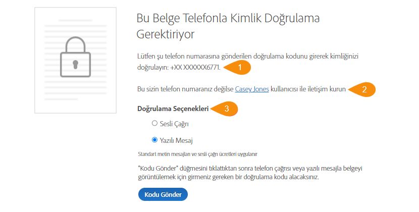 Telefonla kimlik doğrulama talebi