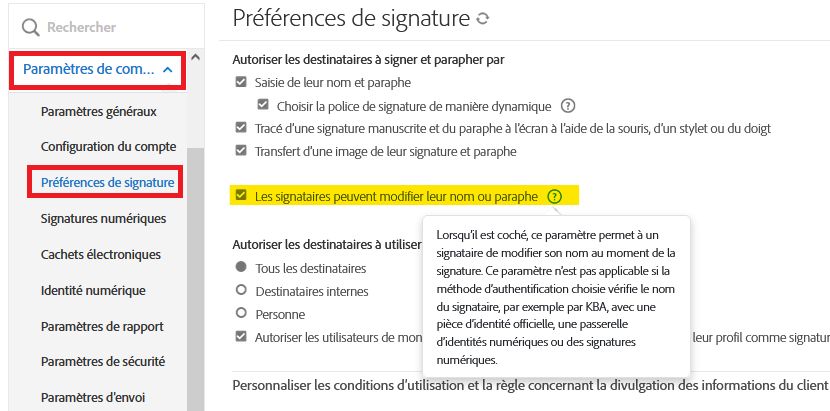 Exigence du nom du destinataire : paramètre en conflit