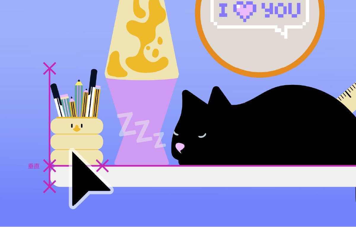 画笔与桌子边缘呈 90 度角对齐。