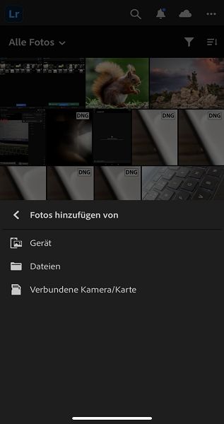 Screenshot der zu importierenden Quellen