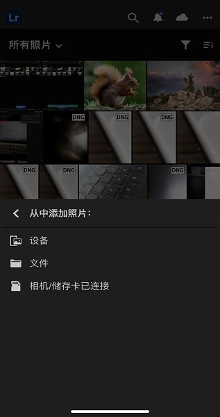 要导入的来源的屏幕快照
