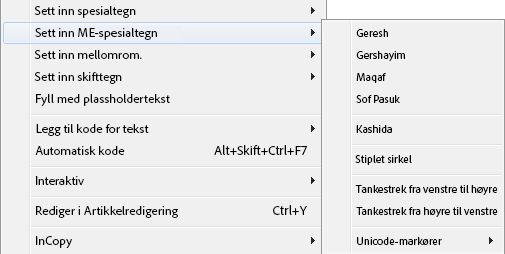 Sette inn et spesialtegn for Midtøsten