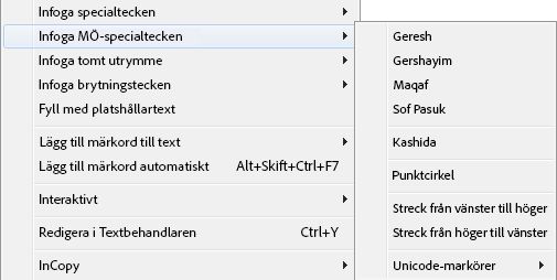 Infoga ett specialtecken för Mellanöstern