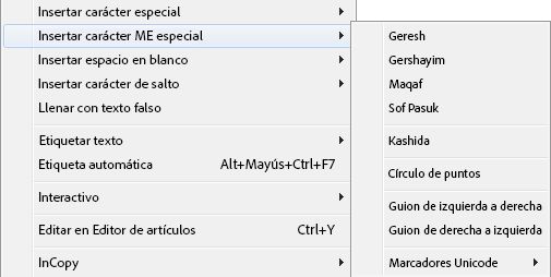 Inserción de un carácter especial de OM
