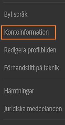Välj Kontoinformation i Lightroom på webben