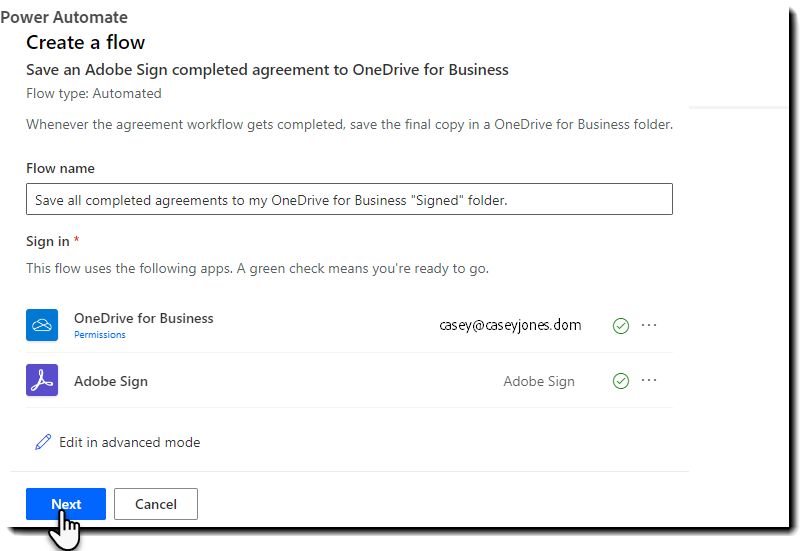 Dénomination du flux et validation des connecteurs