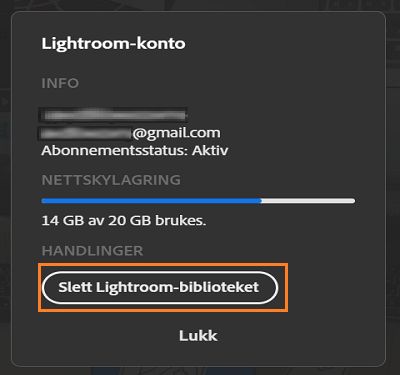 Slett Lightroom-katalog