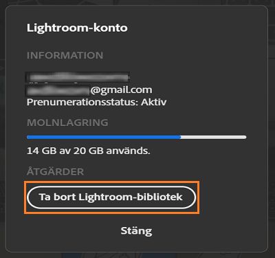 Ta bort Lightroom-katalog