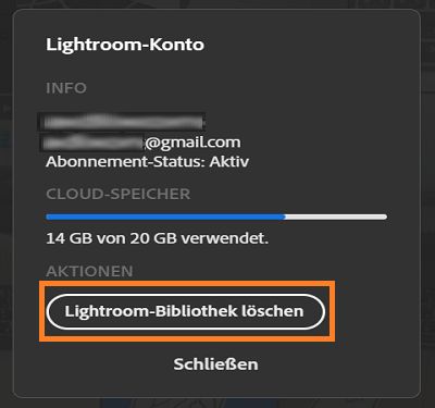 Lightroom-Katalog löschen