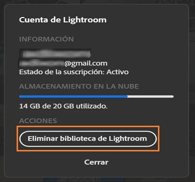Eliminar catálogo de Lightroom