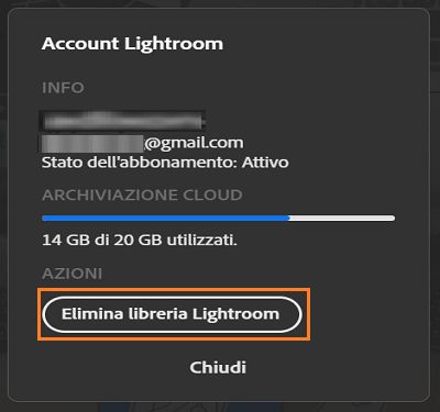 Eliminare il catalogo di Lightroom