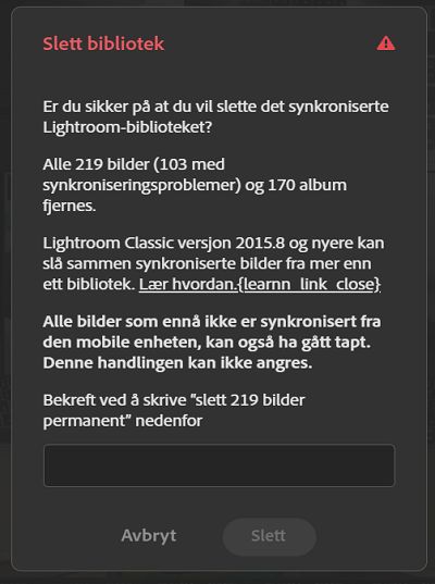 Slett Lightroom-katalog