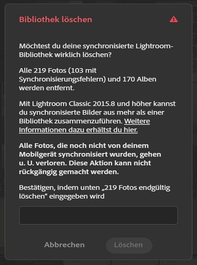 Lightroom-Katalog löschen