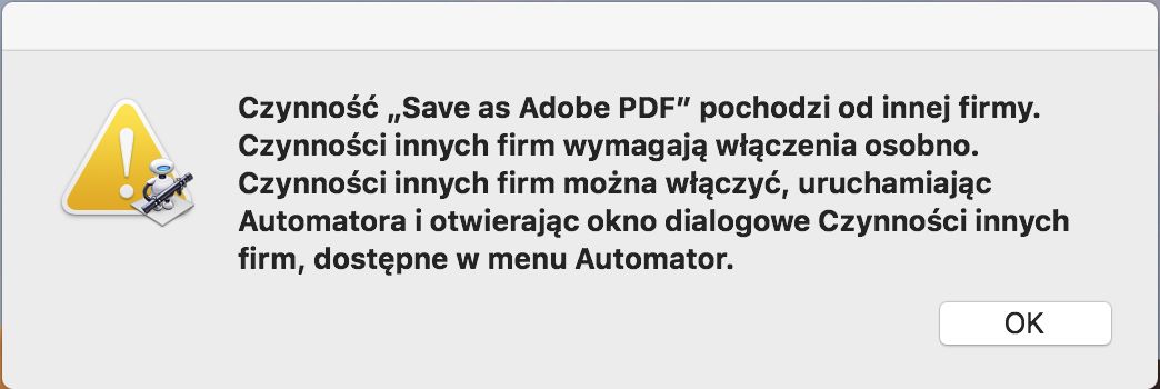 Błąd w drukowaniu dokumentu programu Word do Adobe PDF