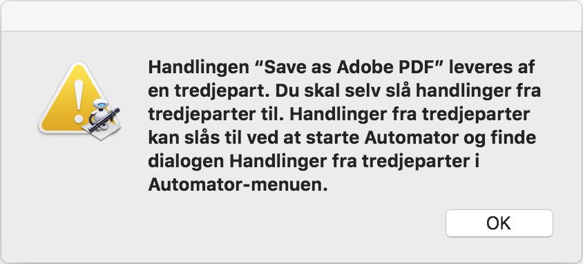Fejl ved udskrivning af et Word-dokument til Adobe PDF