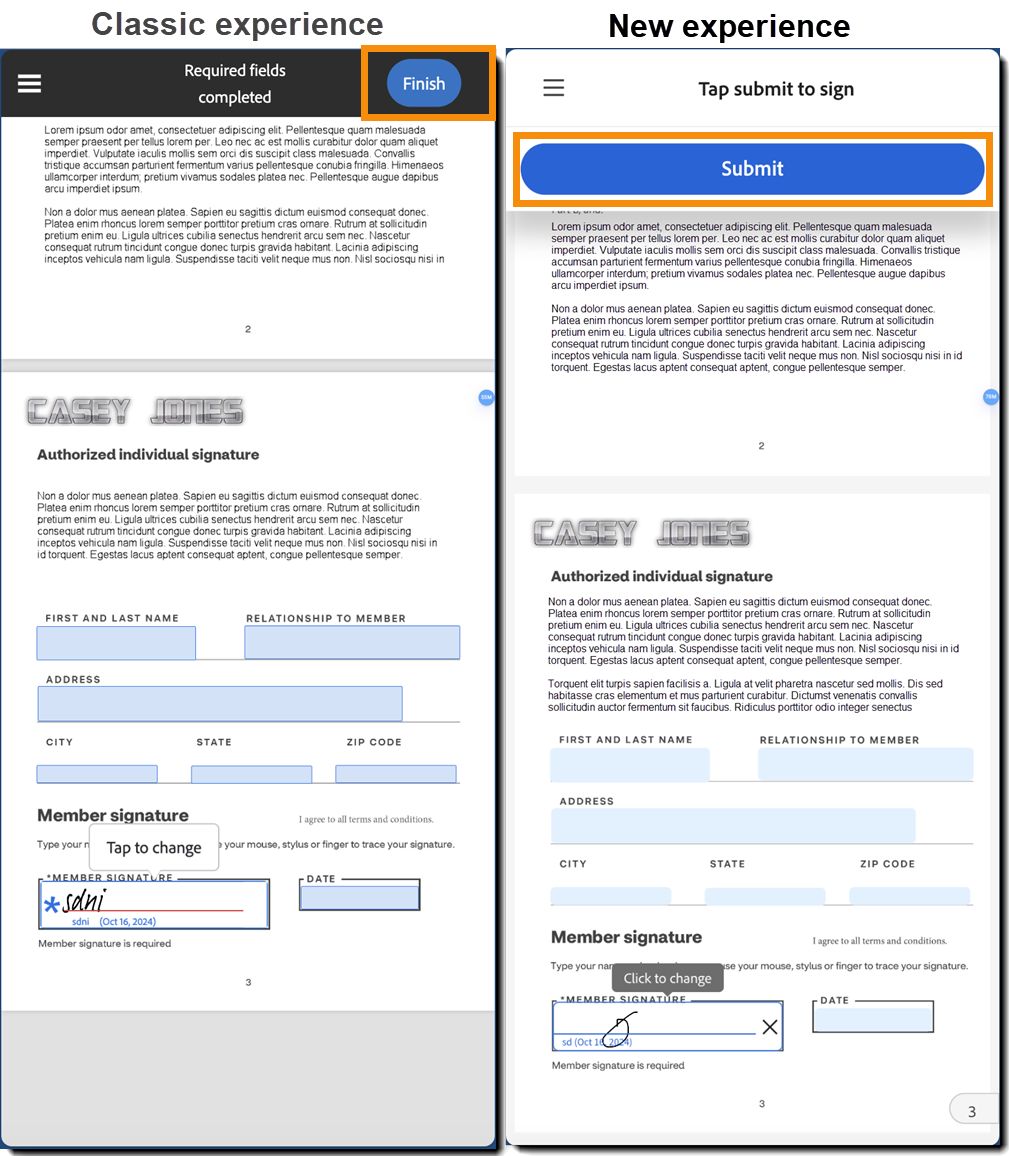 Nuova esperienza del destinatario su dispositivo mobile