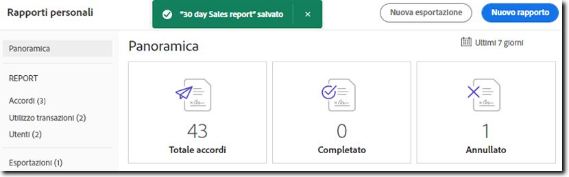 Messaggio di operazione completata