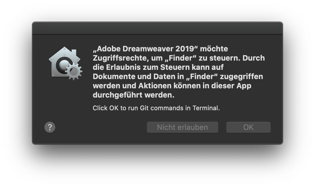 Zugriffssteuerungsdialog für Finder