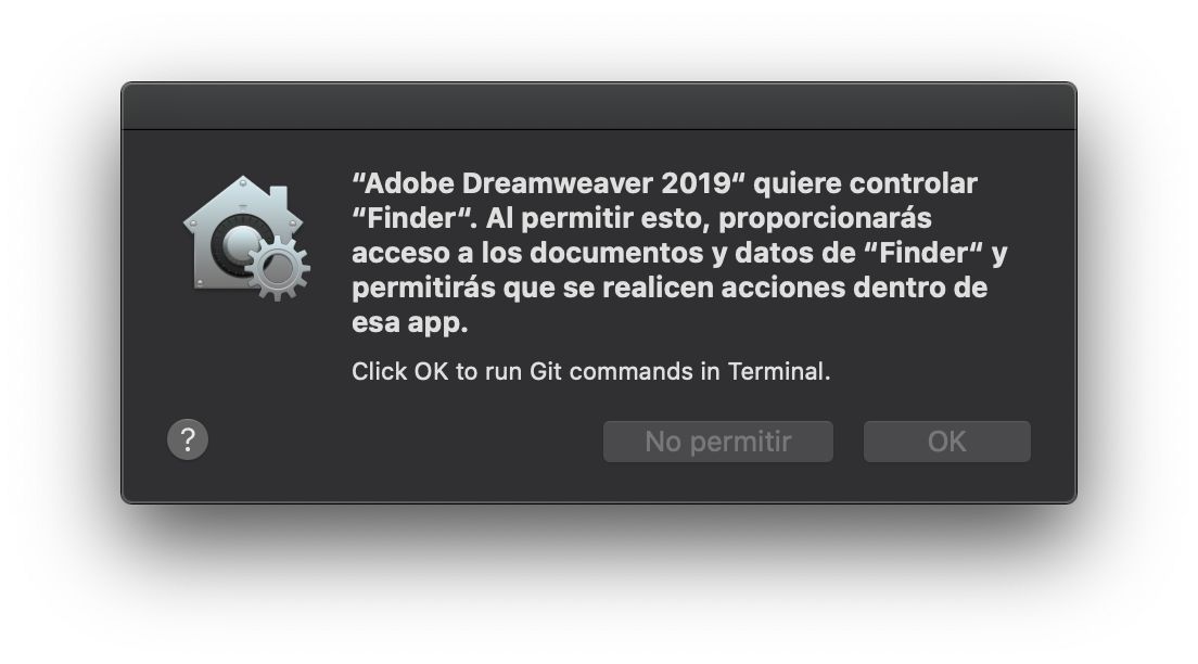 Cuadro de diálogo de control de acceso para el Finder