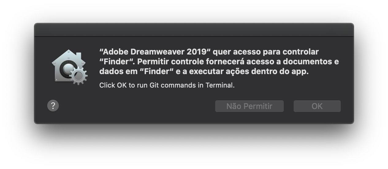 Caixa de diálogo Controle de acesso para o Finder