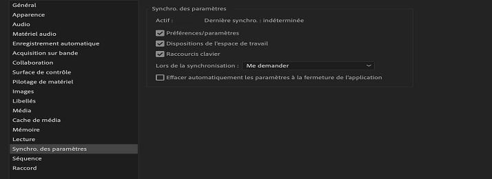 Définition des préférences de synchronisation