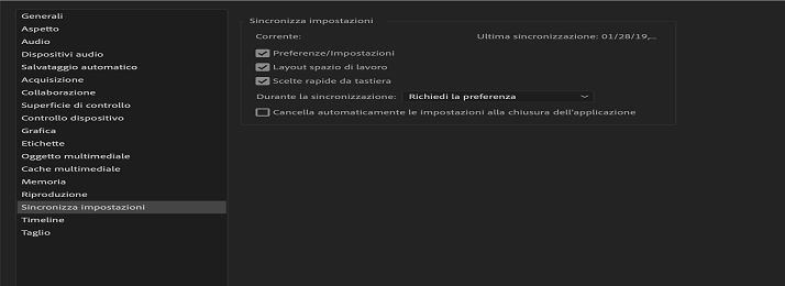 Impostazione delle preferenze di sincronizzazione