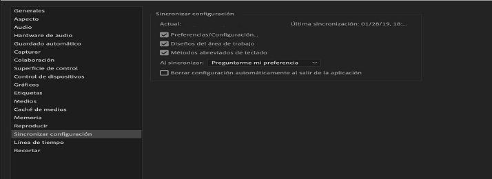 Preferencias de la sincronización de la configuración