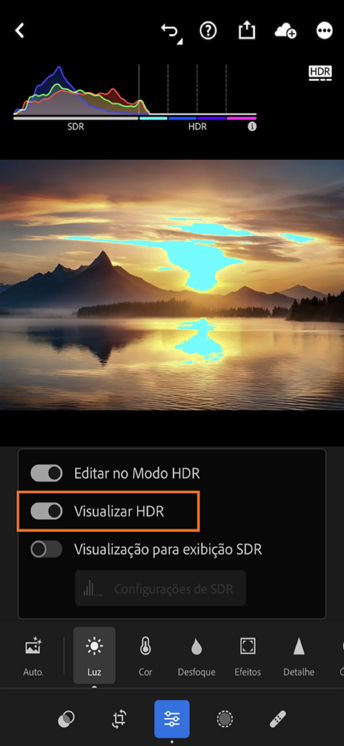 Alternância Visualizar HDR