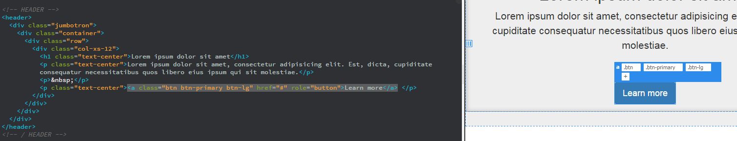 Cliquez sur le nom de la balise dans la vue En direct pour sélectionner l’ensemble de son contenu en mode Code.