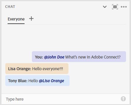Chat pod with participants using the tag feature.