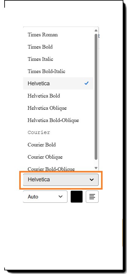 Der Abschnitt „Textformat“ der Feldkonfigurationsoptionen, in dem die Optionen für den Schriftstil hervorgehoben sind.