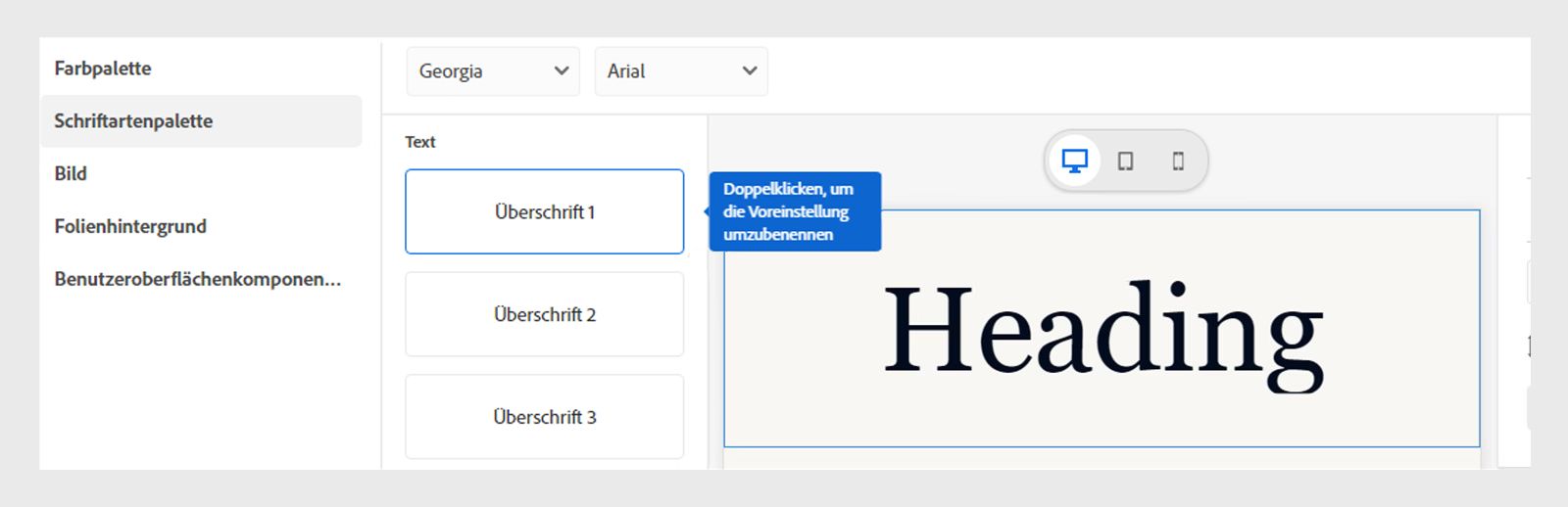 Ändern von Textvorgaben