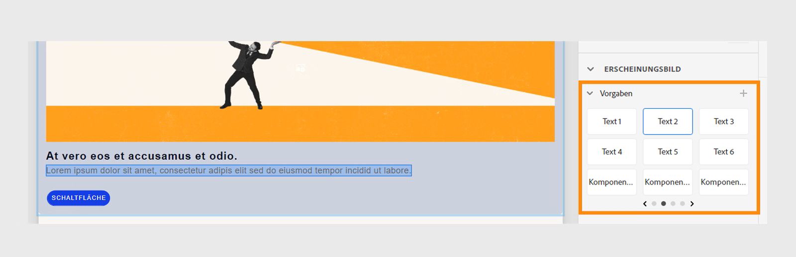 Textvorgaben in visuellen Eigenschaften
