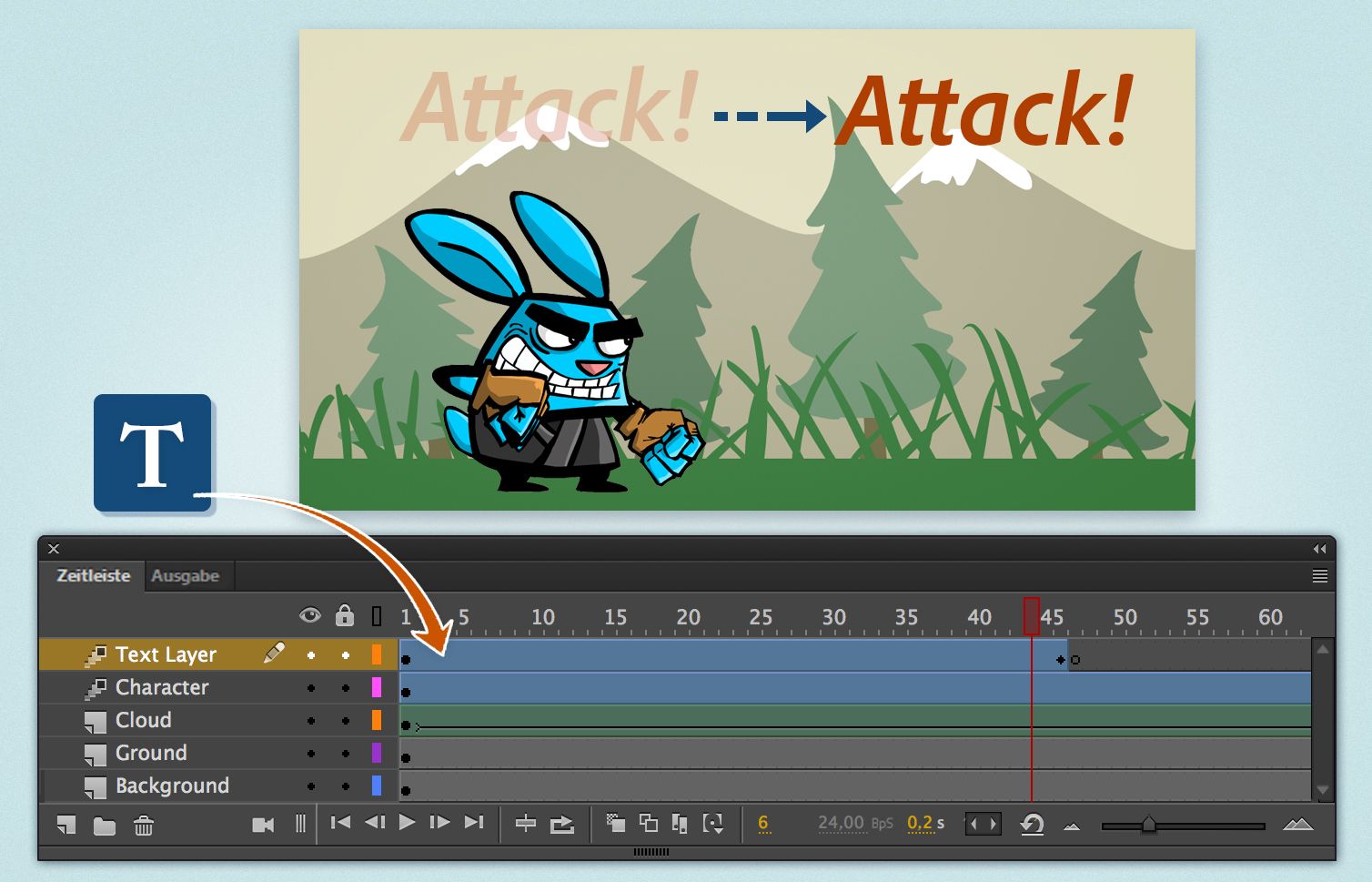 Text in Bewegungs-Tween-Animationen