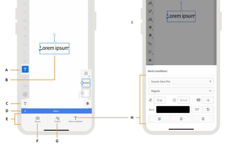 iPhone'da Fresco uygulamasında çiziminize metin ekleme