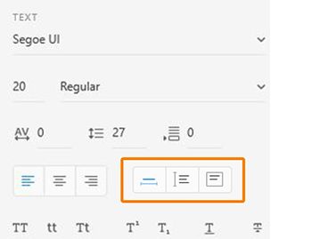 Zwischen Punkt- und Flächentext umschalten