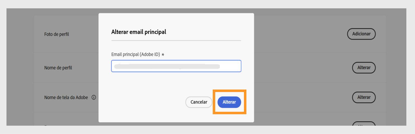 A caixa de diálogo Confirmar seu endereço de email com um campo para inserir o código de verificação e o botão Verificar destacado.