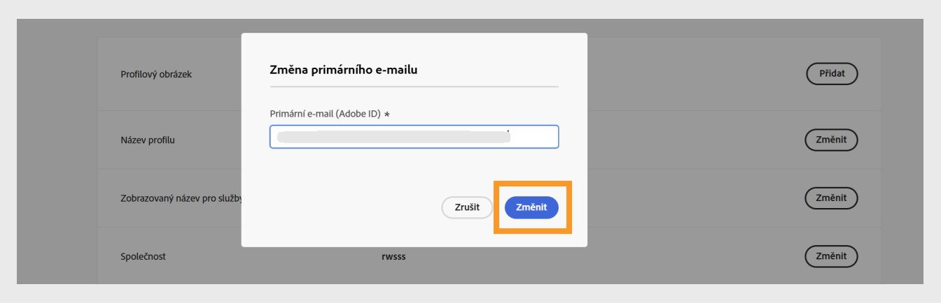 Dialogové okno Potvrďte svůj e-mail s polem pro zadání ověřovacího kódu a zvýrazněným tlačítkem Ověřit.