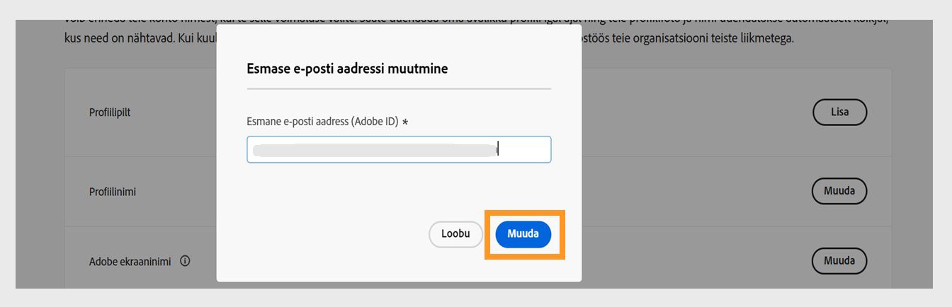 Dialoogiboks Kinnitage oma e-post ja väli kinnituskoodi sisestamiseks ning esiletõstetud nupp Kinnita.