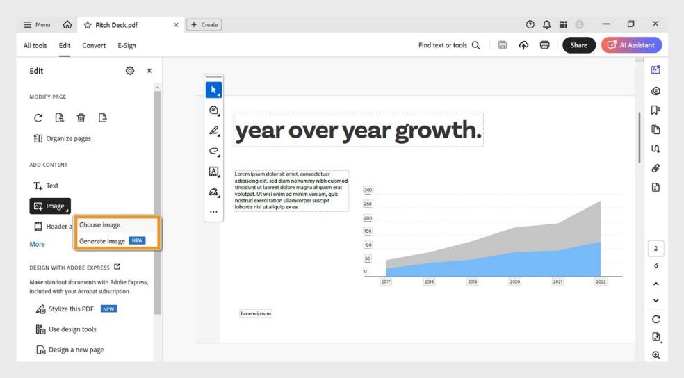 تعرض لوحة التحرير مربع حوار الصورة، والذي يحتوي على خيارين لإضافة الصور: اختيار صورة وإنشاء صورة.